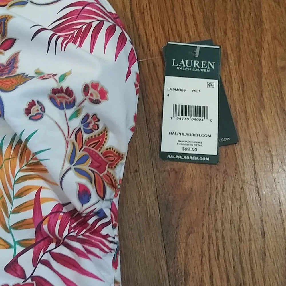 NWT.  Lauren Ralph Lauren floral one shoulder tankini.